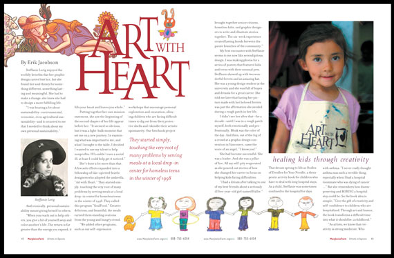 Magazine spread, Art with Heart in Mary Janes Farm Magazine